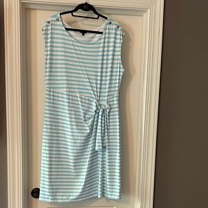 Talbots Light Blue and White Striped Mini Dress